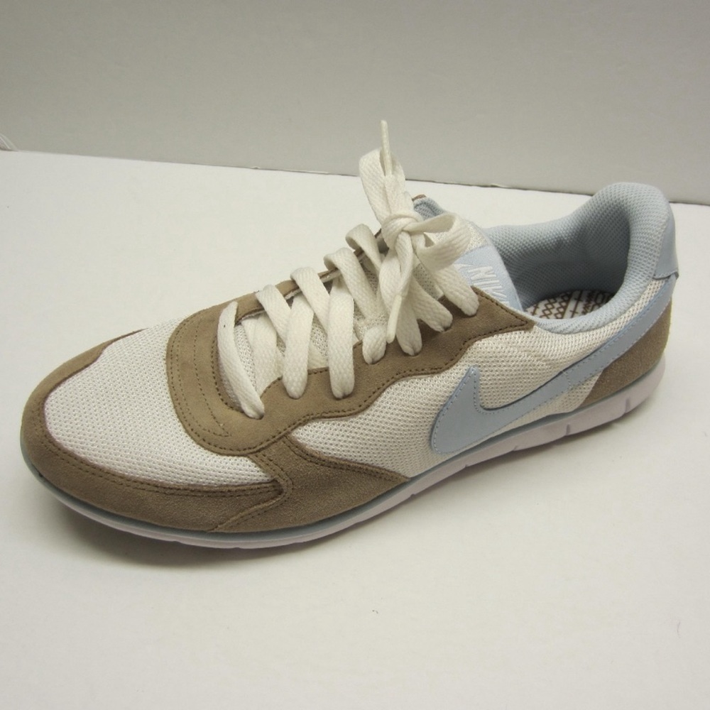 Nike Shoes Women's Size 9.5 Logo Brown Suede/Light Blue Low Sneakers *FLAWS